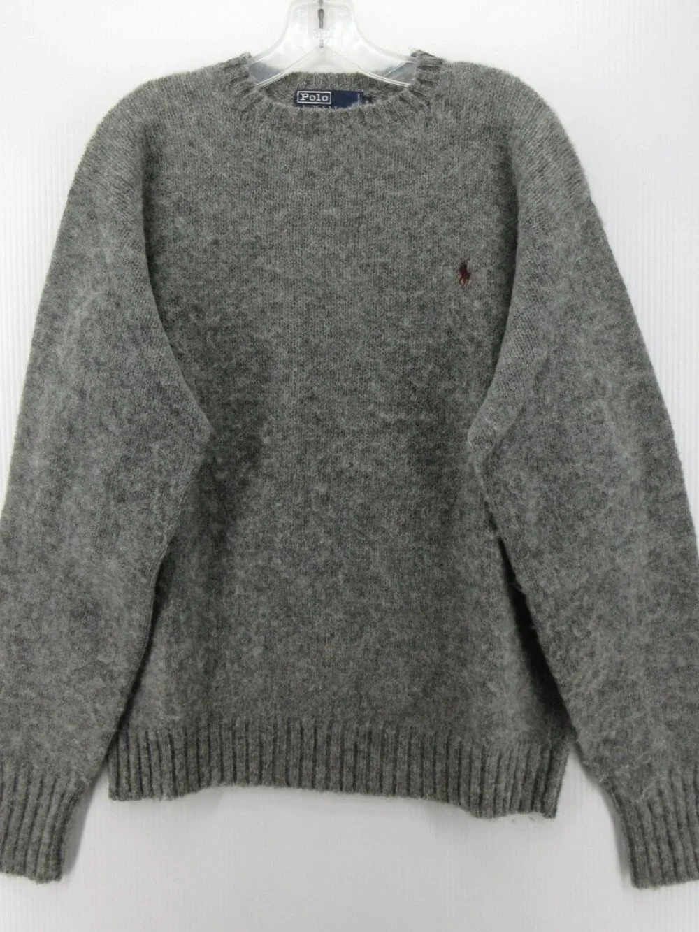VGT Polo Ralph Lauren Sweater 44 Wool Fuzzy Knit Pullover Pony Large